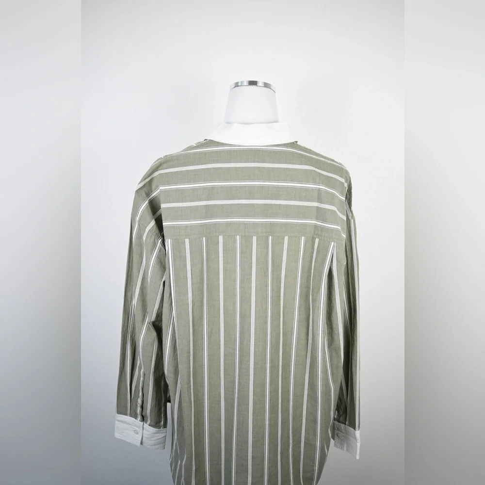 Madewell Olive Green Striped Button Down Shirt - Picture 13 of 13